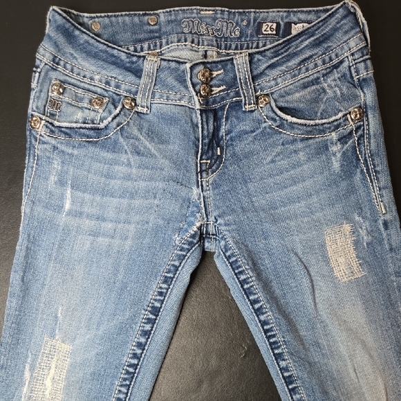 Miss Me Light Blue Skinny Jeans with Embellished Pockets - Picture 5 of 16